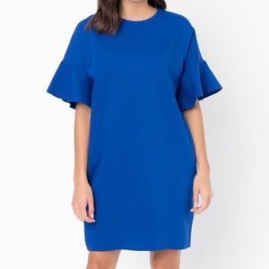 Caralase Royal Ruffle-Sleeve Shift Dress